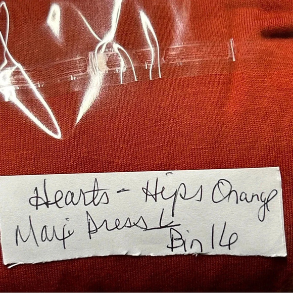 Heart & Hips Women’s Large Orange Maxi Dress Slinky Stretch Boho Fairycore HOCO - Picture 11 of 12